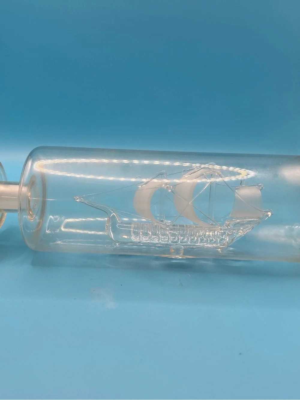 Hand-Blown Glass Ship in a Bottle - Clear
